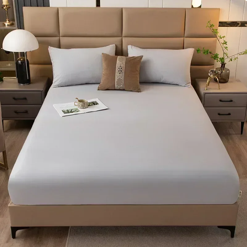 

Solid color washed raw cotton sheet, single piece full protection cover, sheet, cover, and mattress MAM1008