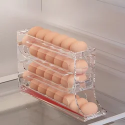 Kitchen Transparent Rolling Egg Home Finishing Food Storage Box Refrigerator Artifact Side Door Shelf Supports