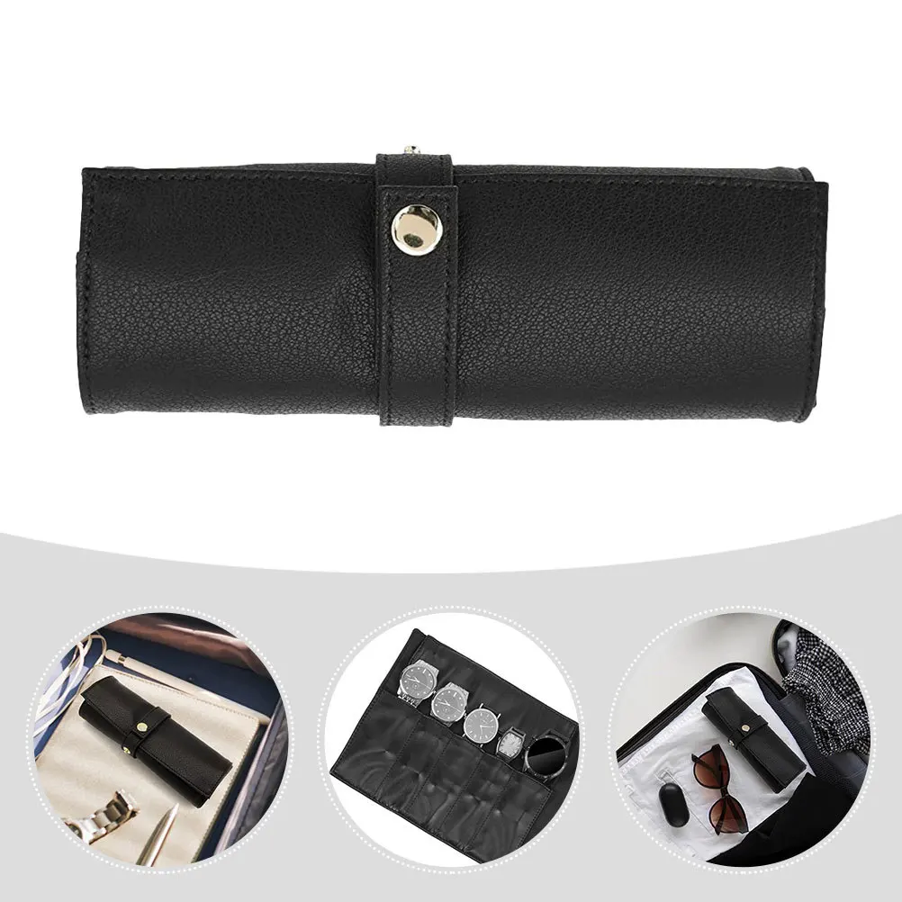 

Portable Watch Roll Pouch Premium Cloth Material Compact Reusable Watch Reel Bag for Travel Jewelry Earphones Daily Use