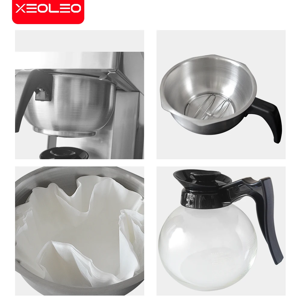 Xeoleo Commerical Coffee brewer Cafe American machine hot plate Full-Automatic Coffee machine with Coffee Pot Coffee maker