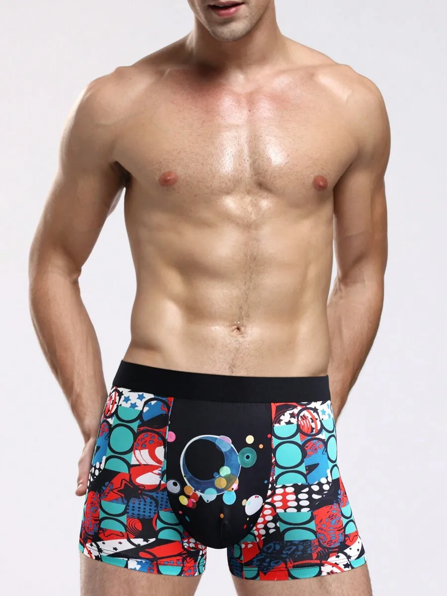 

Mens Geometric Polka Dot Print Boxer Shorts