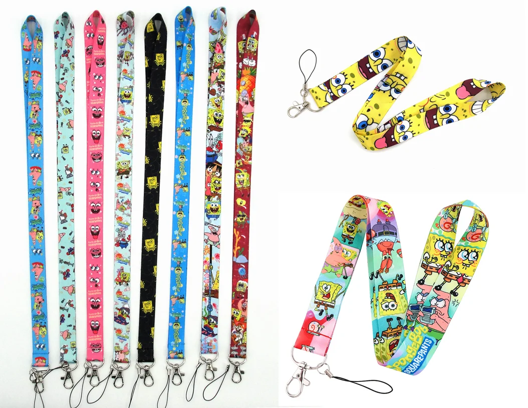 

Wholesale SpongeBob Key Lanyard ID Badge Holders Animal Phone Neck Straps with Keyring Phone Accessories H1