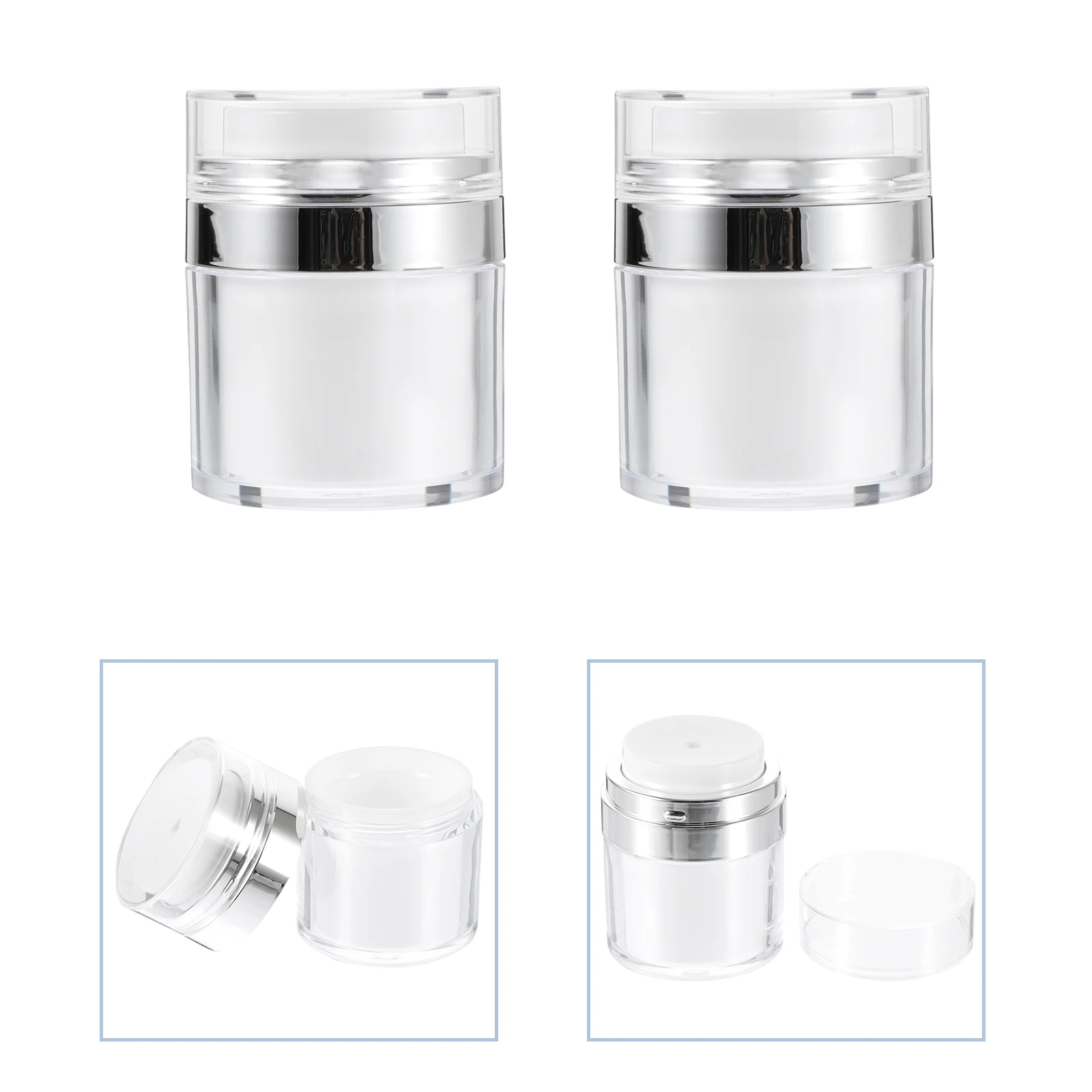 

2pcs Airless Lotion Bottles Portable Containers Household Pump Jars Sturdy Pp Material Durable Easy Use Travel Supply
