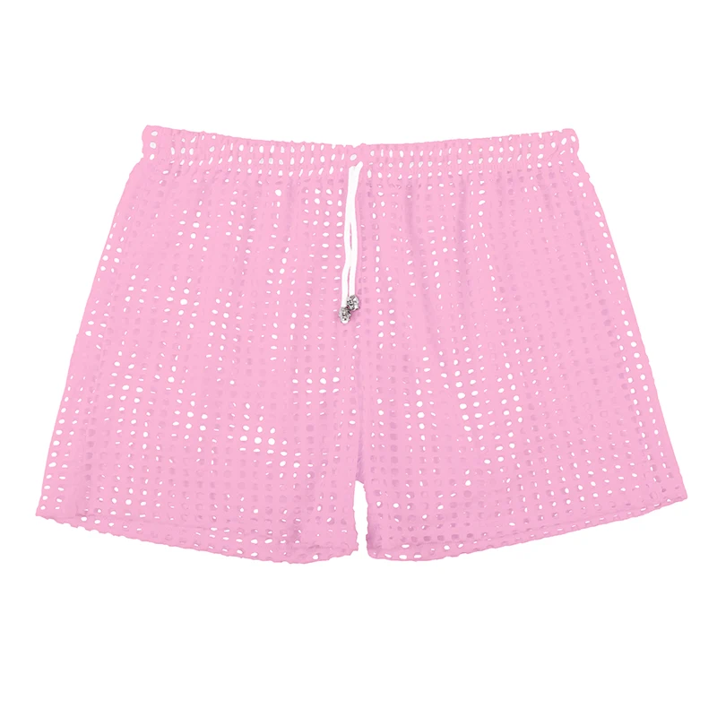 

Мужские пижамные шорты-боксеры с вырезами и сетчатыми вставками, дышащие, прозрачные, молодежные, забавные, для сна, свободного кроя, в ярких цветах