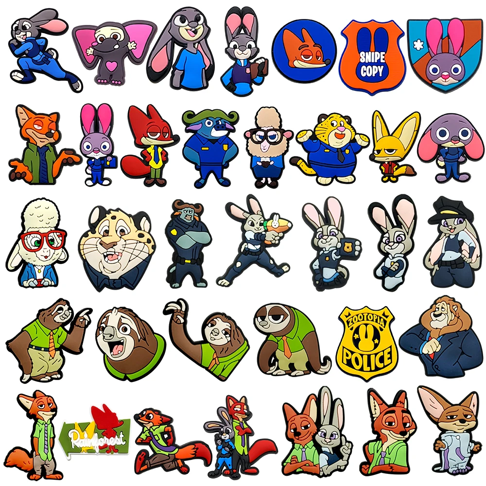 

9-100 шт. Disney Zootopia Nick Judy Shoe Charm Mix, оптовая продажа, украшение из ПВХ, кролик, лиса, партнер, съемный, водонепроницаемый, для рождественского подарка