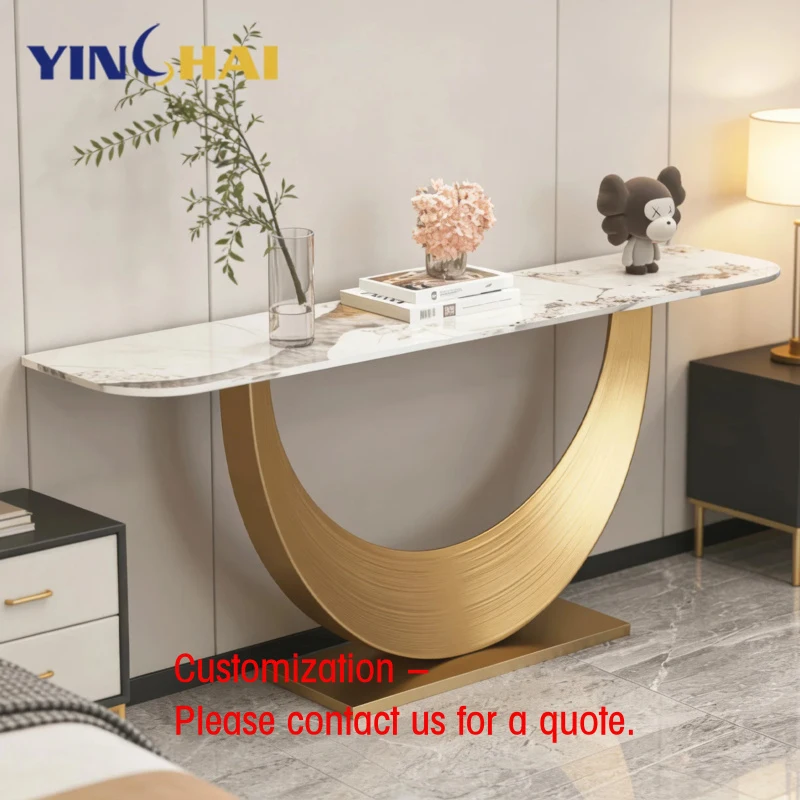 custom.Custom Designs U-Shaped Multi-functional Console Table Modern Entryway Hallway Dining Hotel Living Room Marble Stainless