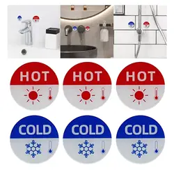 6 pcs Hot and Cold Signs Durable Hot Cold Label Red And Blue Water Sign Label Decorative Cover for Sink Kitchen Bathroom