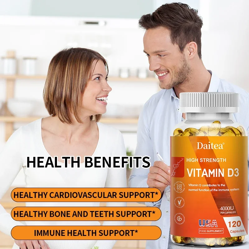 Vitamin D3 Capsules 4000IU Provide Immune and Bone Support and Promote Calcium Absorption