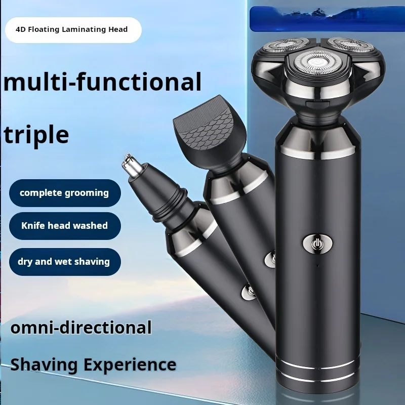 Complete Grooming Solution Electric Shaver with Nose Hair and Sideburn Trimming Capabilities