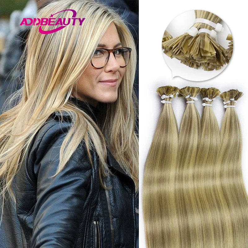 New Flat Tip Hair Extension Human Hair 100% Human Remy Hair Straight 50pcs Capsule Keratin Human Fusion Hair for Women Ombre 613