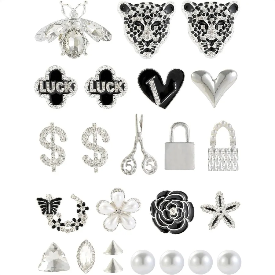 

Chic Bling Shoe Charms Gold and Sliveer Jewels Pretty Cute Chains Decorations Accories for Women Girl Adults