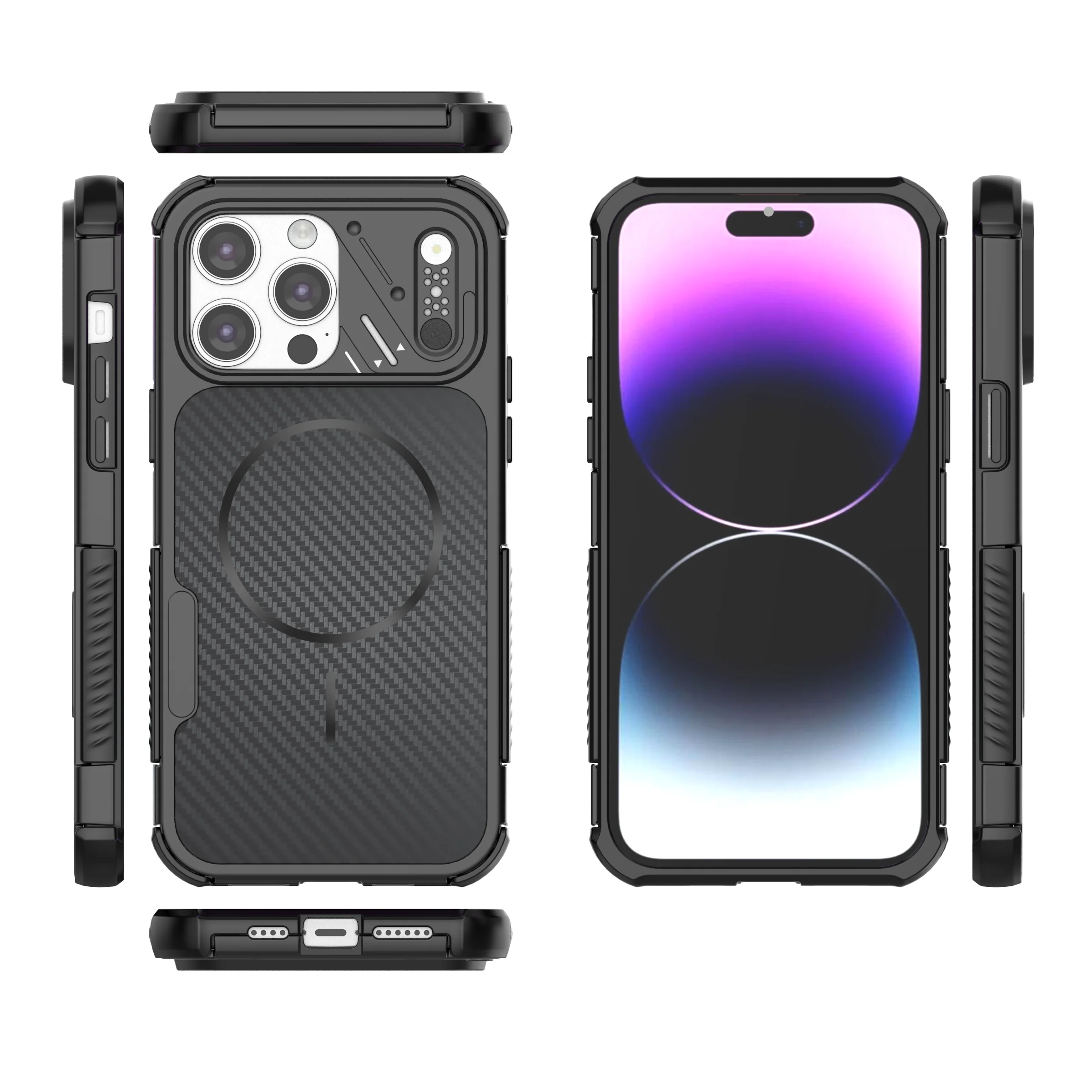 Phone Cases Rubber - Für magnetisches Laden, Carbonfaser-Magnet-Handyhülle für iPhone