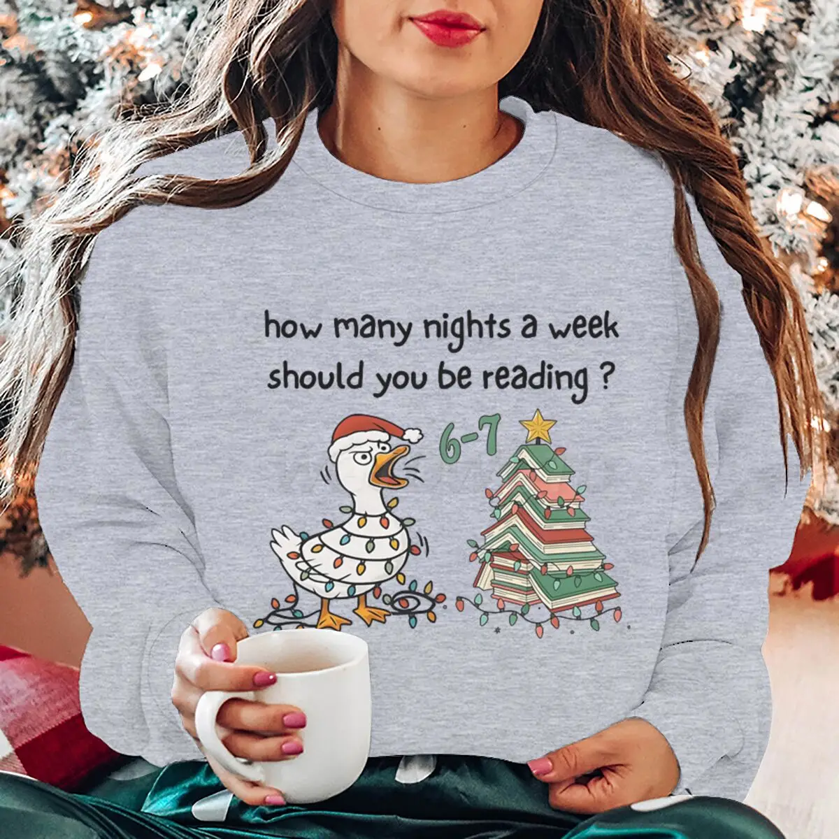 Literary Humor Long Sleeves Sweater Funny 6 7 Meme Graphic Sweatshirts for Women Book Lover Six Seven Memes Casual Tops