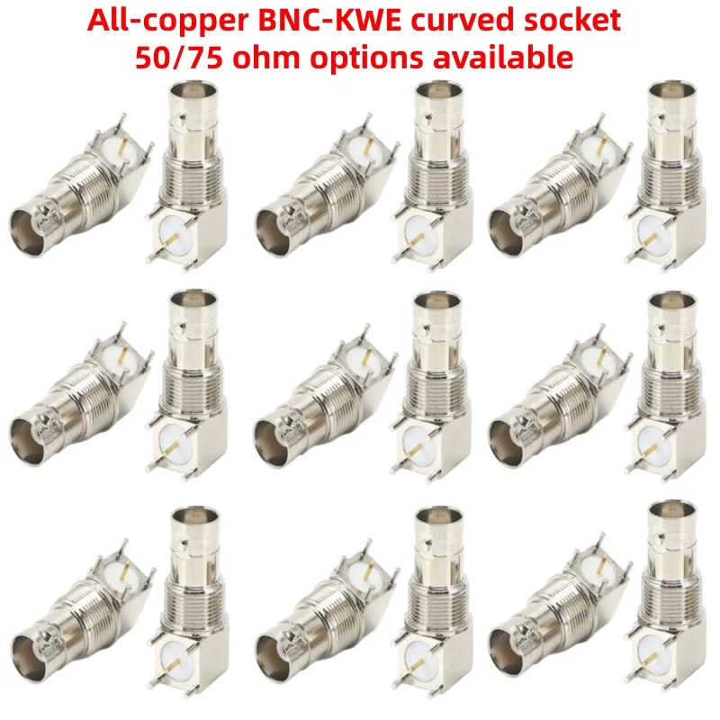 50/75ohm Full Copper 4PIN BNC-KWE Bent Socket, BNC HD SDI Socket, BNC-KWE Video Connector Plug Board Female Socket, Connector