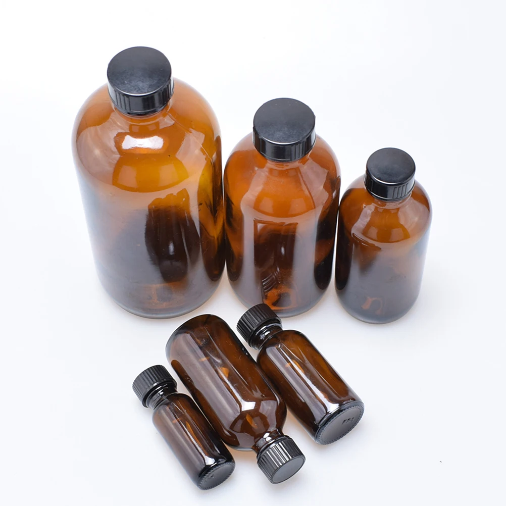 

4 Pcs Glass Bottle Medicine Amber Cover Juice Bottles Sample Brown Small Travel