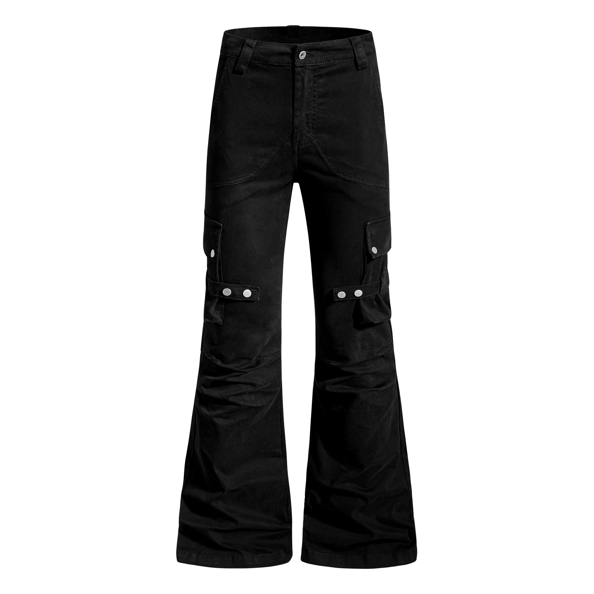 Casual Slim Fit Workwear Pants Unisex High Street Style Multiple Pockets Black Cotton Blend Youth Fashion Spring 2026