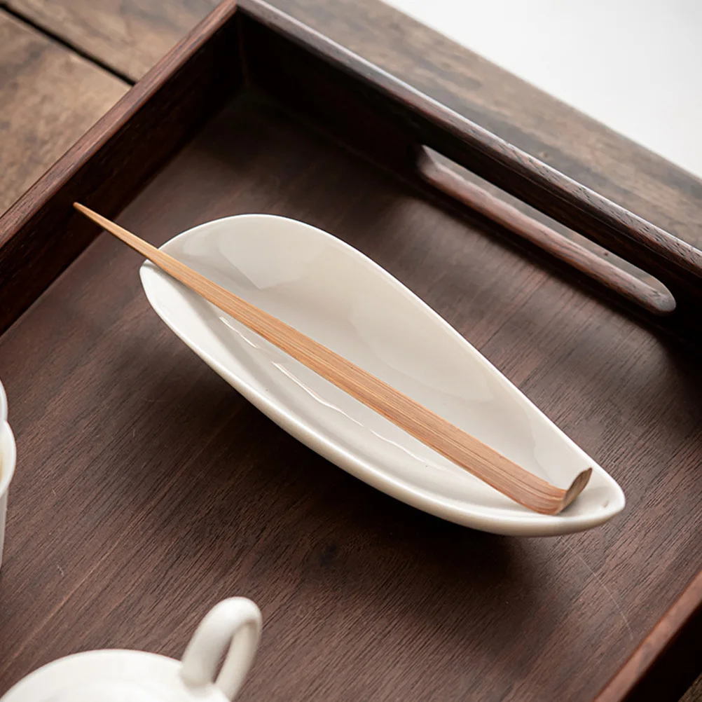 

2Pcs Wooden Tea Scoop and Ceramic Tea Spoon Set Premium Craftsmanship Easy Clean Teaware Accessory for Family Friends Gathering