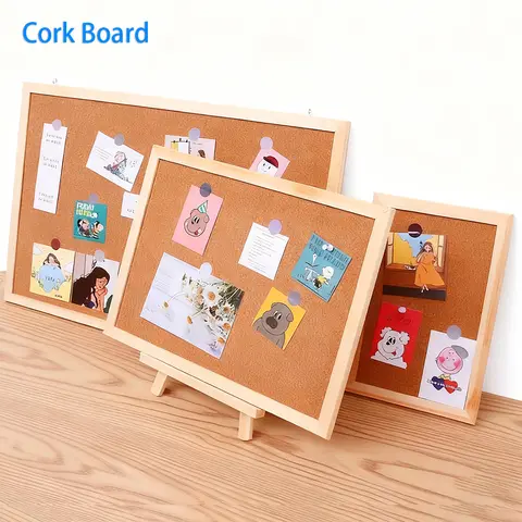 Cork Wood Wall Hanging Display Panel Message Board Wood Memo Bulletin Board For Office School Photo Background DIY Home Decor