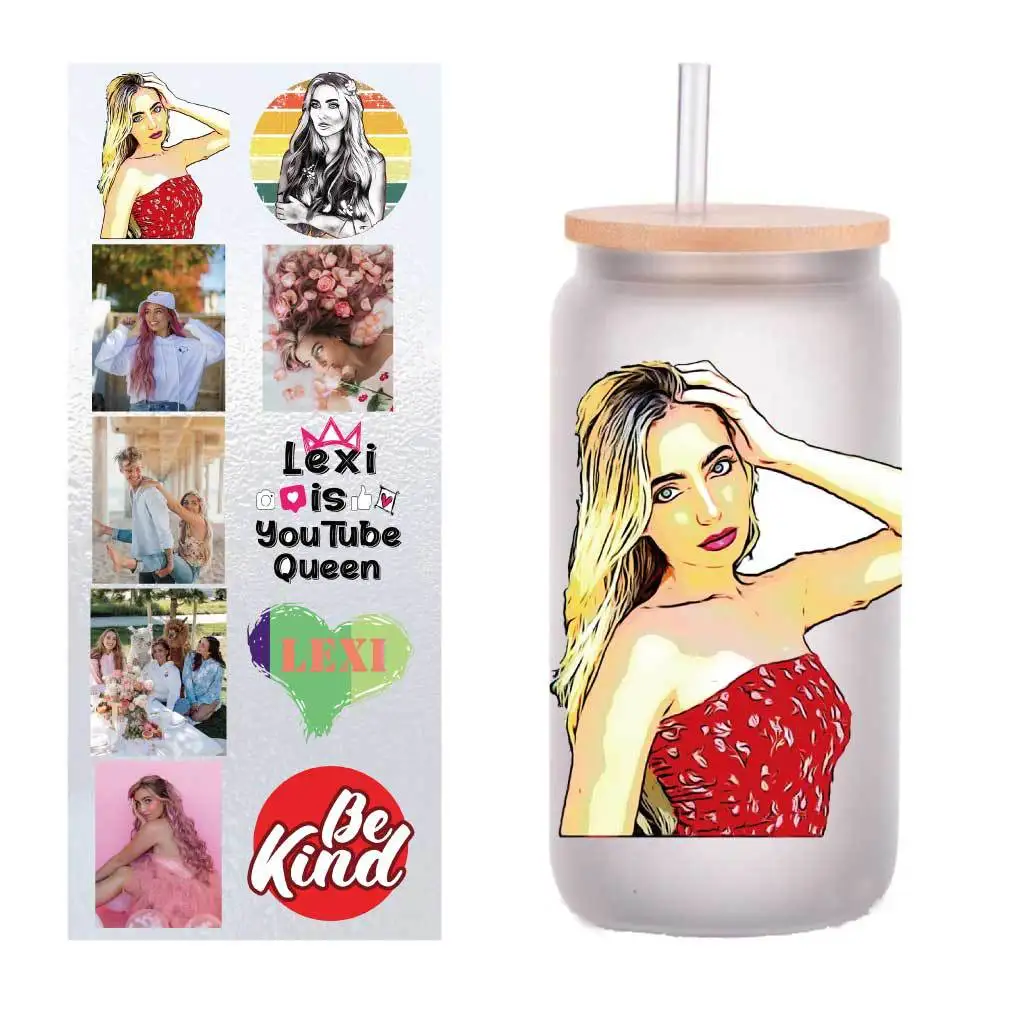 

10 pieces/bag beauty UV transfer stickers Crystal label DIY Cup stickers customized four inches