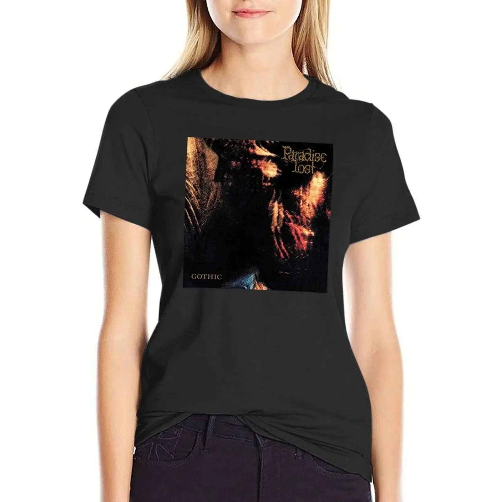 

gothic T-Shirt tees summer tops plain tight shirts for Women