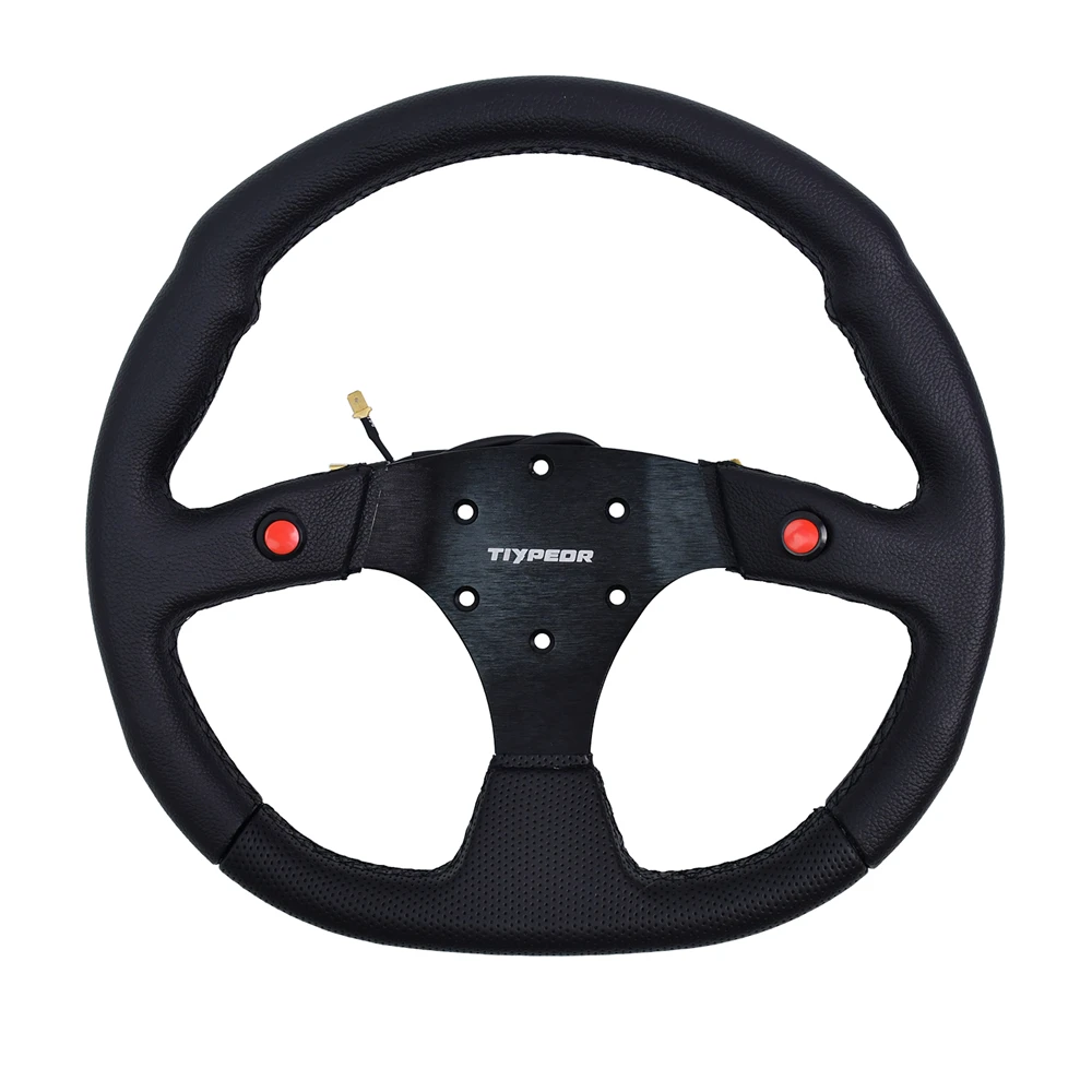 

Tiypeor 345mm D-shaped Leather Sports Steering Wheel Flat Simulator Car Gaming Steering Wheel Controlle for PC