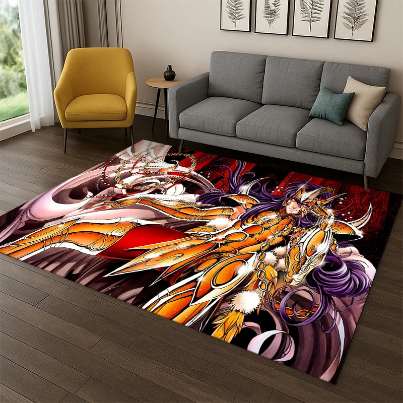 Cartoon Saint Seiya Anime Carpet Rug for Bedroom Living Room Sofa Playroom Doormat Home Decor,Kid Game Area Rug Non-slip gift