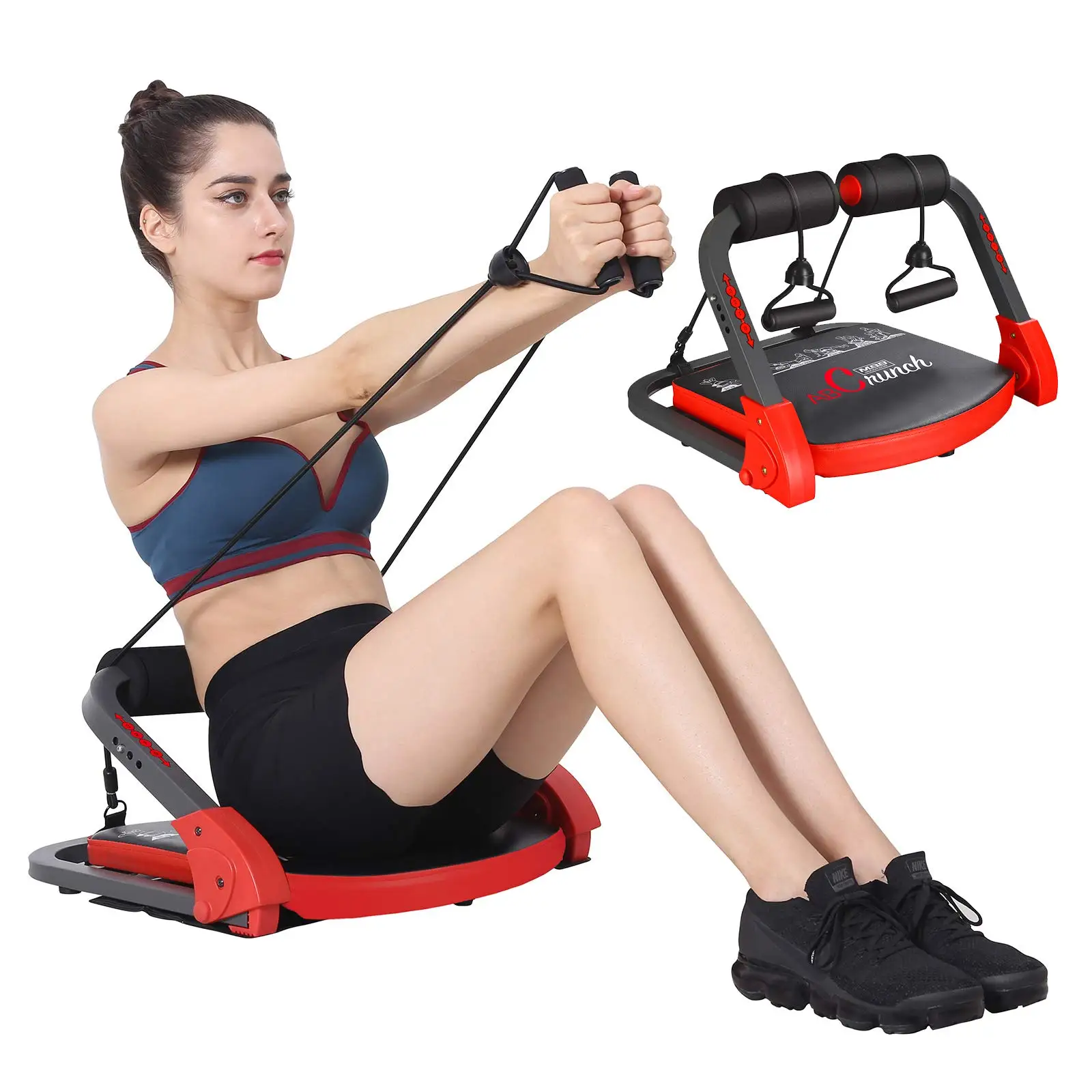 Máquina de abdominales, equipo de ejercicio para gimnasio en casa, equipo para entrenamiento de fuerza con bandas de resistencia