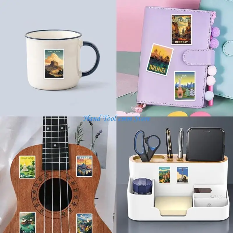 

H37F World Landmark Sticker PVC Materials Decorative Scrapbook Sticker For Travel