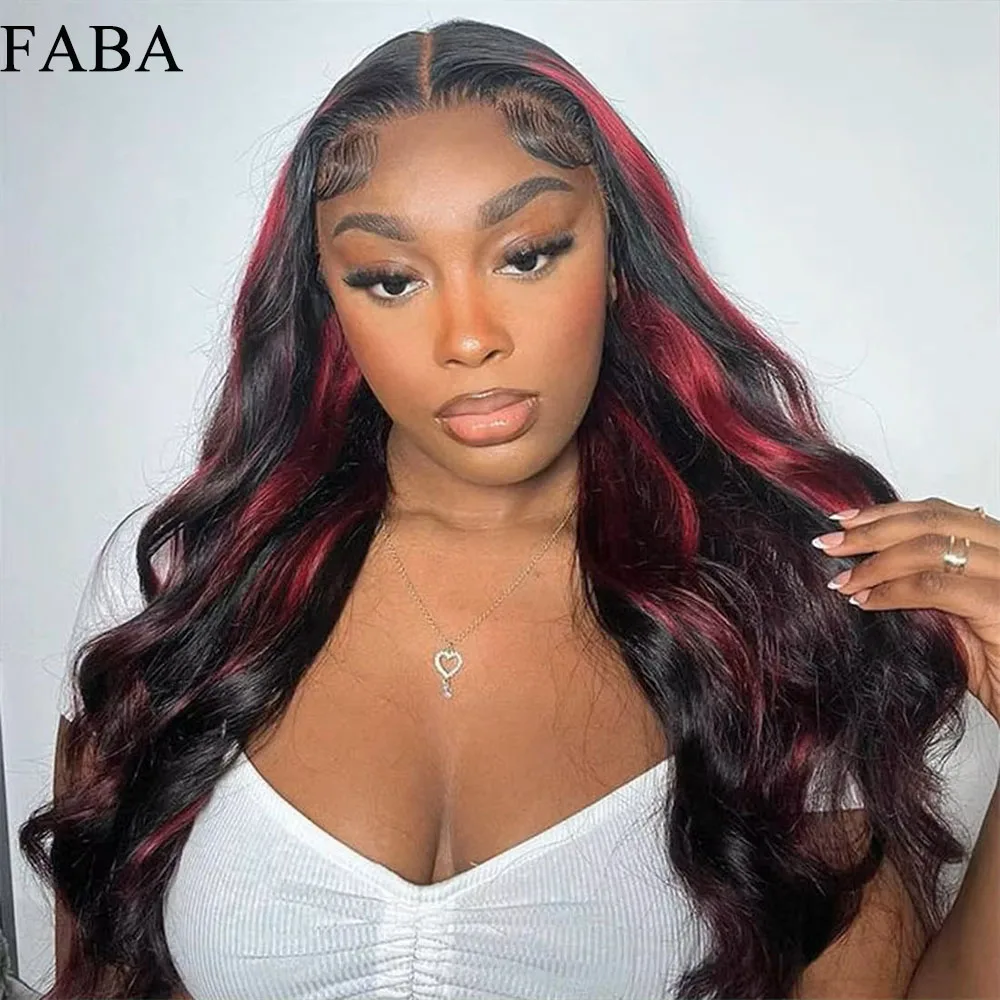 

FABA 1B/99J Highlight Ombre Body Wave Lace Front Wig Human Hair 13x4 HD Lace Front Wig Pre Plucked with Baby Hair 180% Density