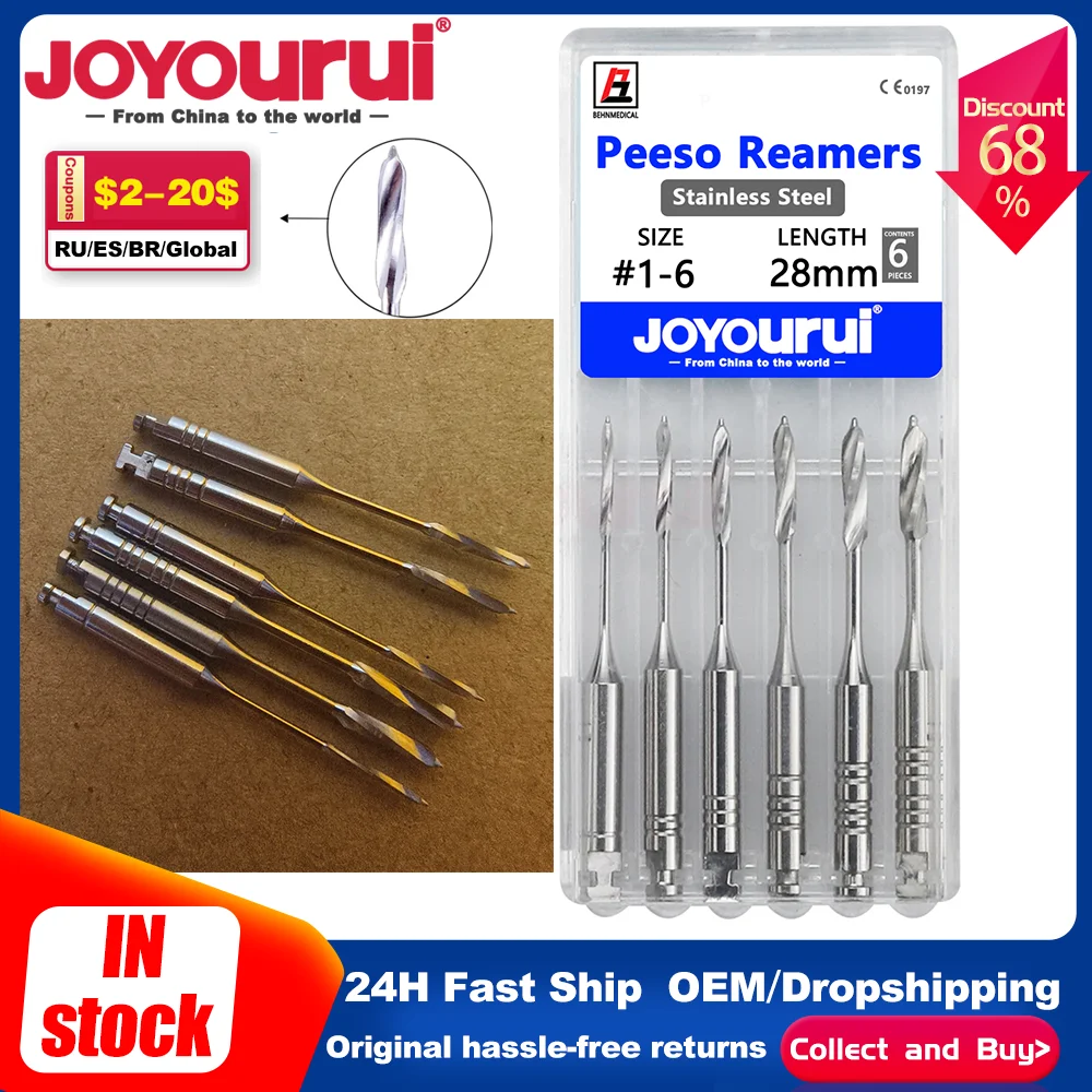 

6Pcs Dental Endodontic Drill Gates Glidden Pesso Reamer Root canal 32mm 28mm 1-6# Engine Use Stainless Steel Endo File dentales