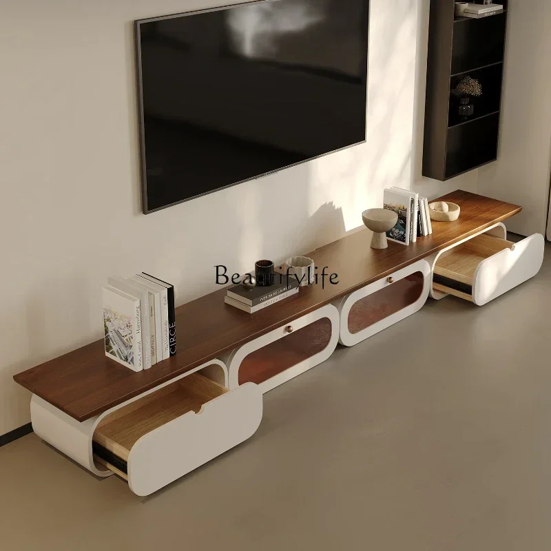 

*High-end light luxury small apartment solid wood TV cabinet high-end storage cabinet