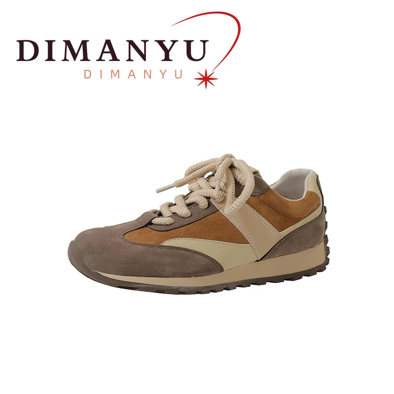 DIMANYU Gump Shoes Female Spring 2024 New Genuine Leather Women\'s Sneakers Retro Large Size German Training Shoes Ladies