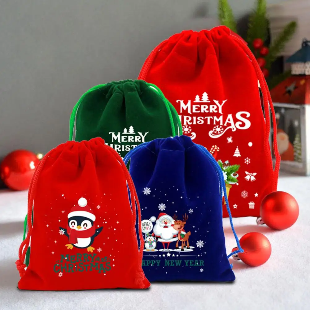 

Christmas-themed Goodie Bags Drawstring Goodie Bags Christmas Candy Drawstring Bag Festive Santa Claus Snowman for Chocolate