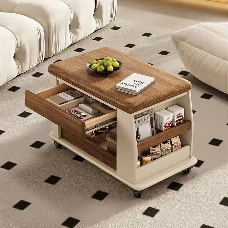 Factory Sale Home Living Room Trolley Coffee Table Solid Wood Lifting Multi-Functional Mobile Black Walnut Coffee Table