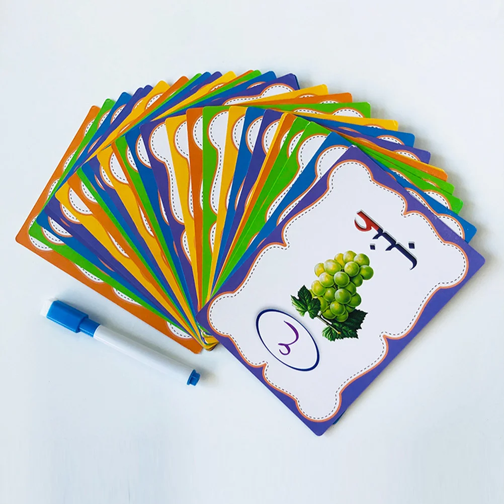 1Set Parole arabe Schede Flash Carte sensoriali educative per bambini Riconoscimento del colore Coordinazione occhio-mano Abilità Parole arabe Gioco