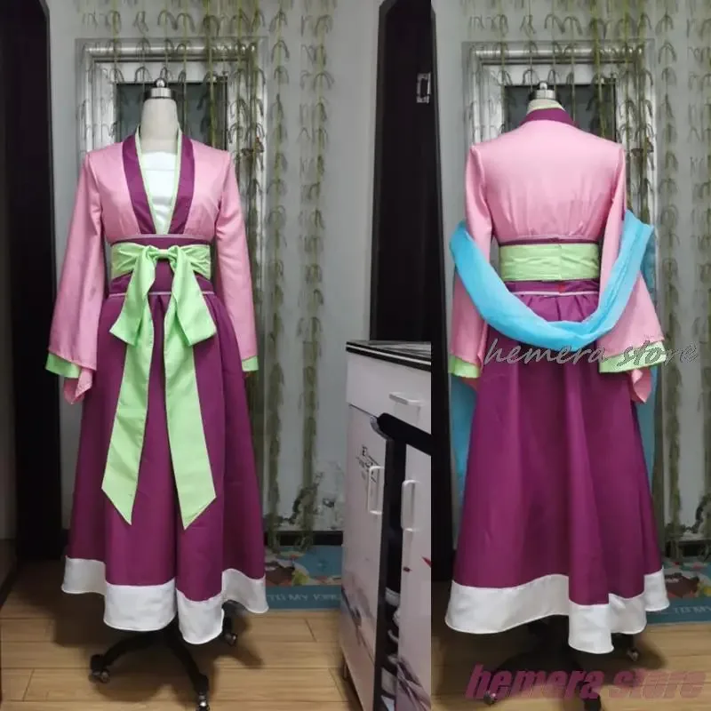 Maomao-Peluca de disfraz de Cosplay para mujer, falda de vestido de Anime The Apothecary Diaries, horquilla superior rosa, Kusuriya No Hitorigoto, Halloween