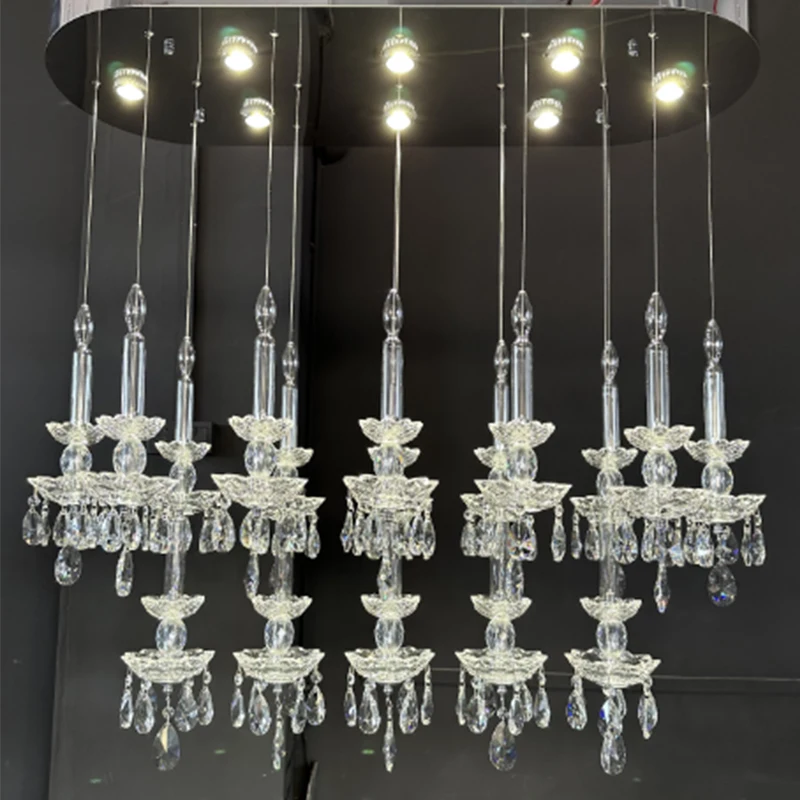 European Villa Dining Room  K9 Crystal Chandelier Luxury Hotel Lobby Service Center Decorative Pendant Light