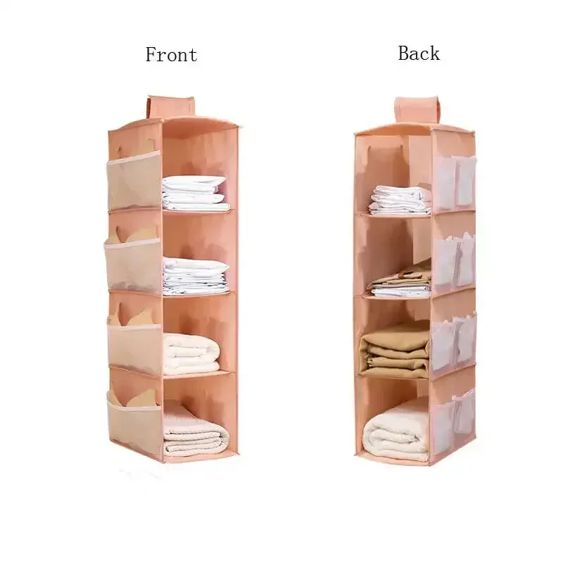 Non-woven Washable Wardrobe Multi-layer Folding Hanging Bra Storage Bag Underwear Socks Clothes Storage Organizer Hanging Bag