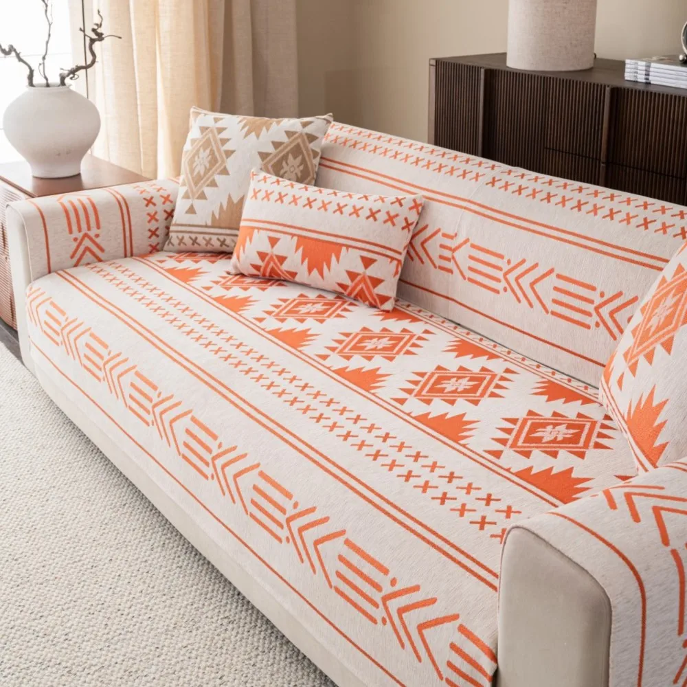 

Накидка на диван из шенилла в богемном стиле, нескользящая, роскошная, прочная, для защиты мебели в гостиной