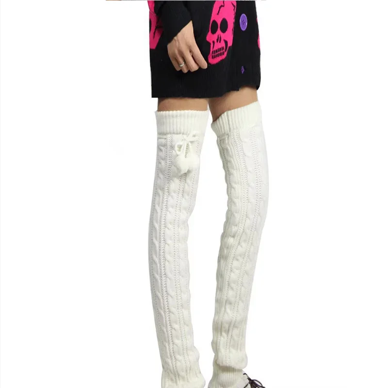 الخريف والشتاء النساء جديد غطاء للقدم إطالة وسميكة فوق الركبة الكرة تحمل الصوف الأحذية الدافئة غطاء كومة الجوارب #2