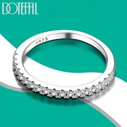 Anillo de moissanita para mujer, de Plata de Ley 925 con chapado en oro blanco, Diamante completo, banda Eternity, anillos de compromiso de boda