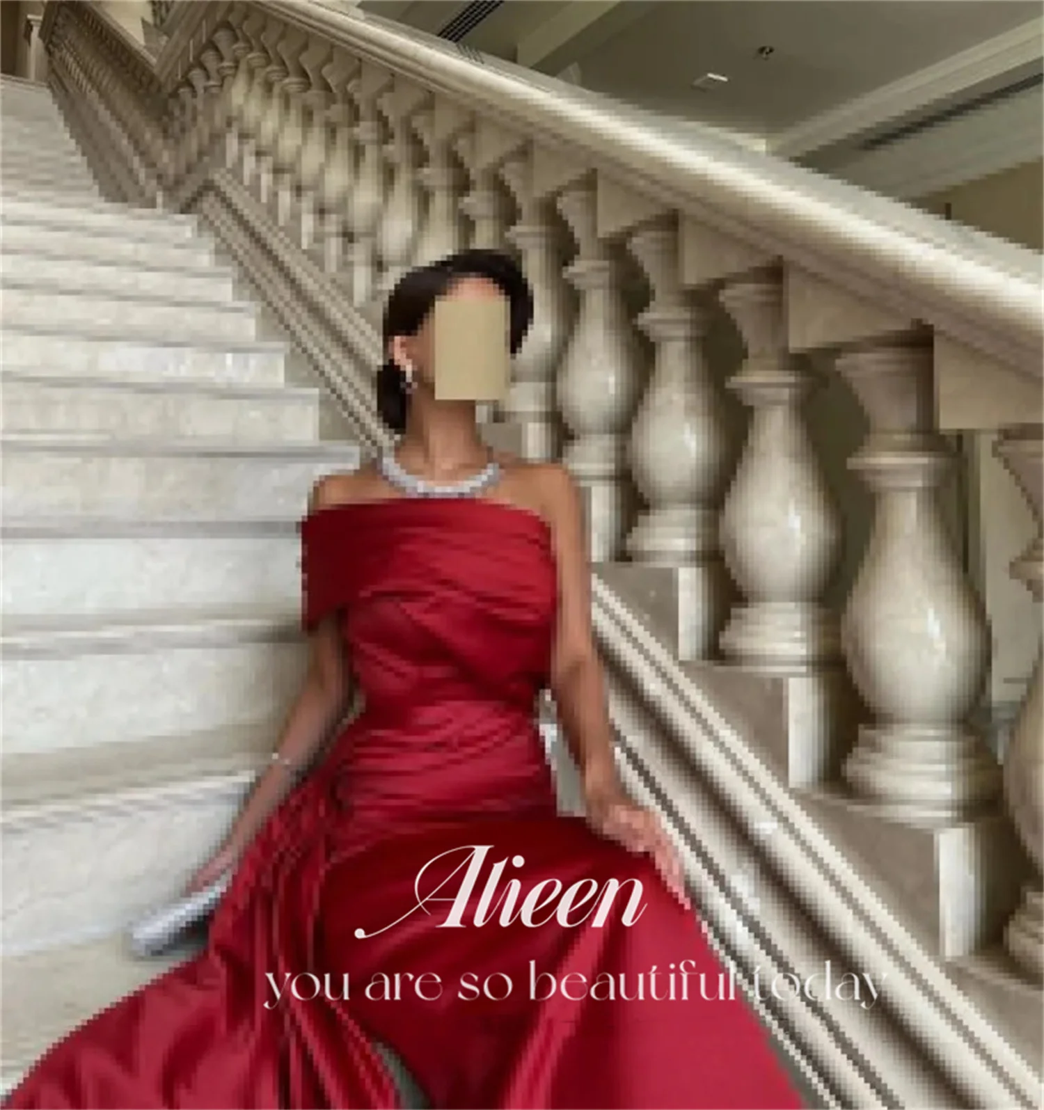 Aileen Red Satin Saudi Luxury Party Dresses Long Evening Wedding Dress Formal Occasion Female Guest Women Prom 2024 Gala Woman