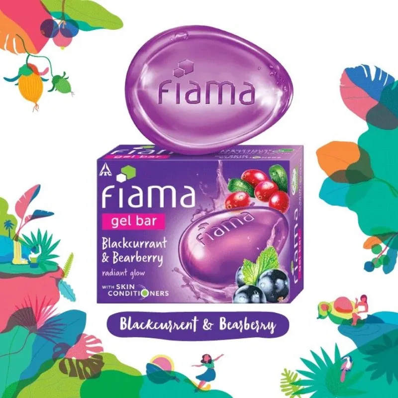 Indian Fiama Body Soap, Floral & Fruity Scent, Fresh Long-Lasting Fragrance, Moisturizing Bath Bar 125g