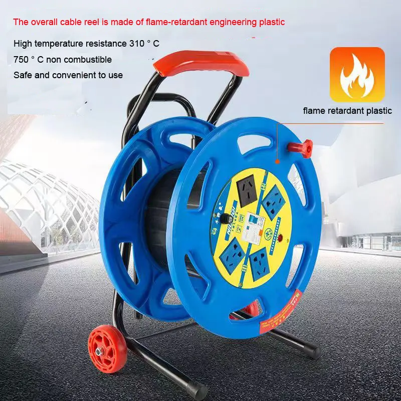 Type Electric Cable Reel, 3 sockets, Orange Drum, 25m, 50m, UK Socket Spool with Plug, BS Extension Cord Rolling