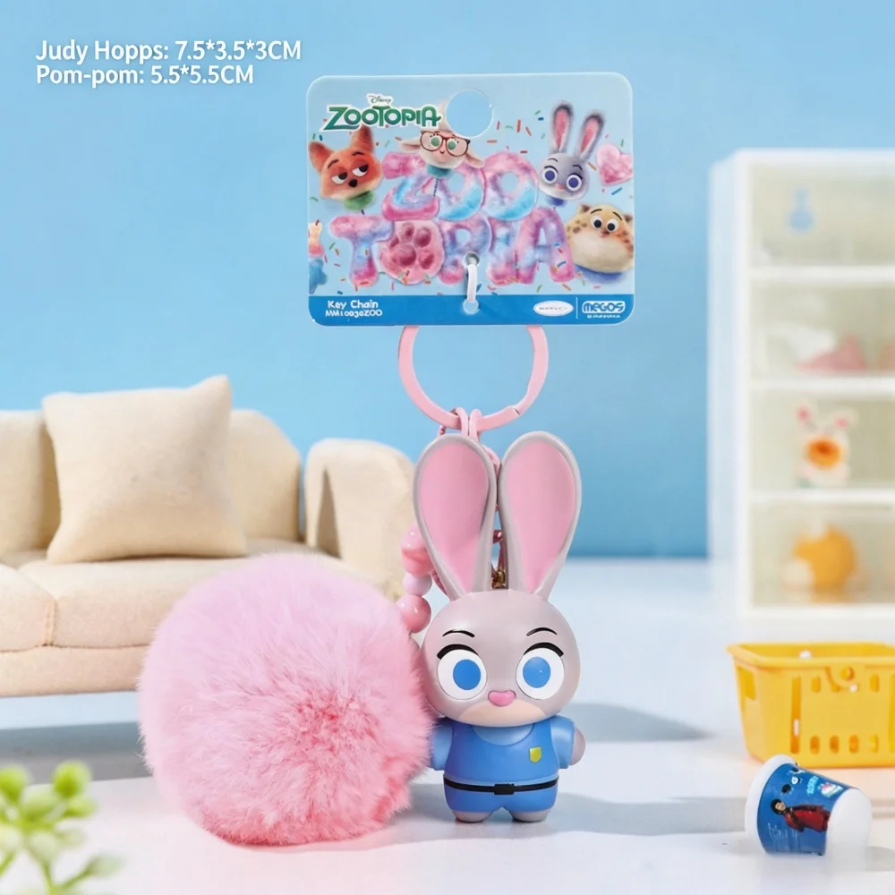 Genuine Disney Zootopia Character Figure with Fluffy Pom Pom Clip Nick Wilde Judy Hopps Bag Accessory for Backpack Purse Gift view 5