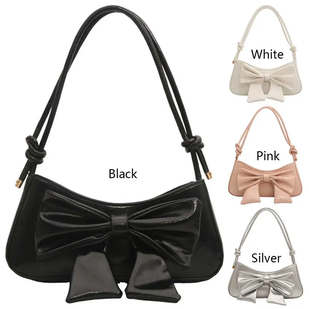 Bolsa doce de couro PU com alça ajustável para mulheres, decoração bonita bowknot, bolsa Y2K, bolsa de embreagem, bolsa crossbody na moda