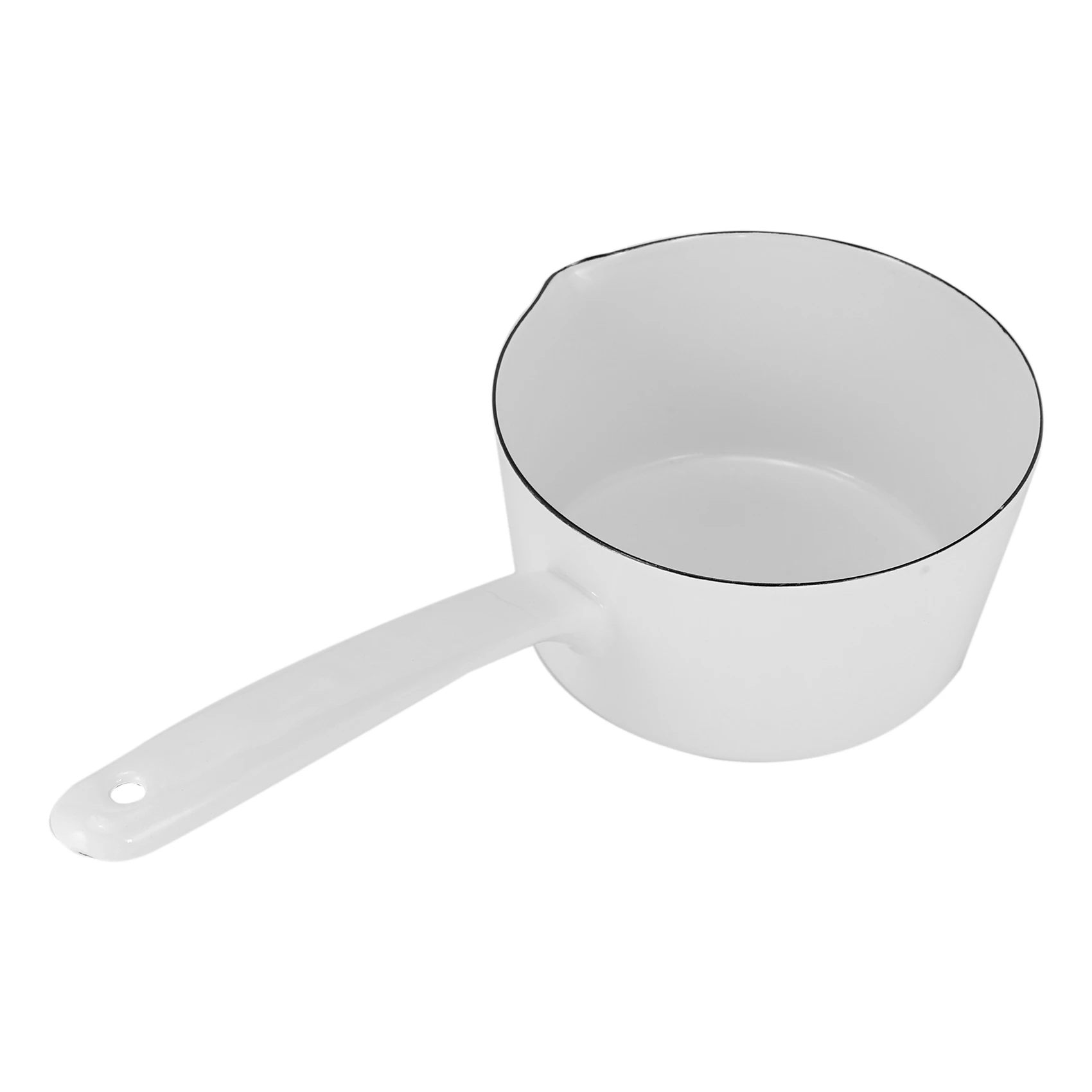 1.3L Japanese Style White Ceramics Milk Pot Kitchen Cooking Pan Pot Stewpan Baby Food Saucepan with Long Handle for One People