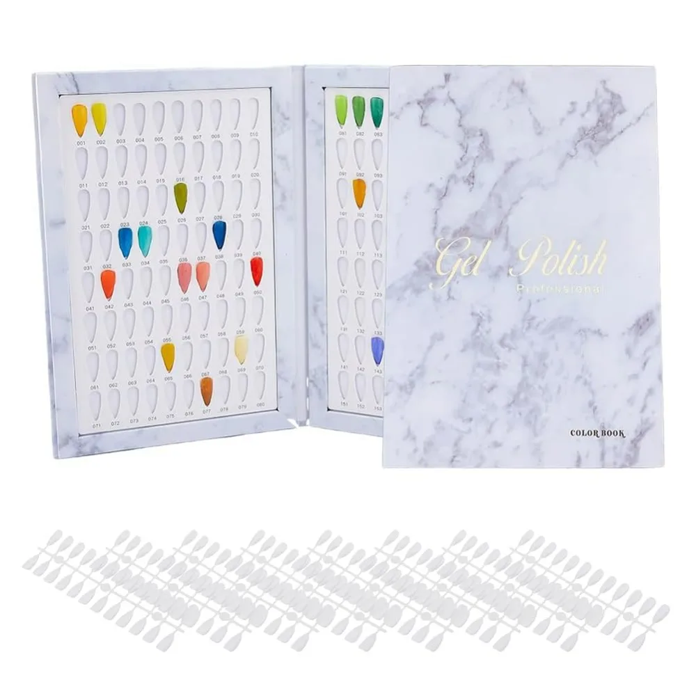Nagelfarben-Anzeigebuch mit 240 Stück Nagelspitzen, Nagelgelpolitur, Nagellack, Musterbuch mit Ersatzspitzen, Salon-Werkzeuge