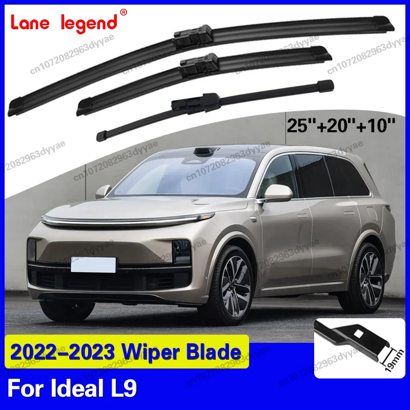 3-teiliger Scheibenwischer-Satz für Ideal L9 2022 2023, Front- und Heckwischer, Windschutzscheibenwischer, Auto-Zubehör 25"+20"+10"