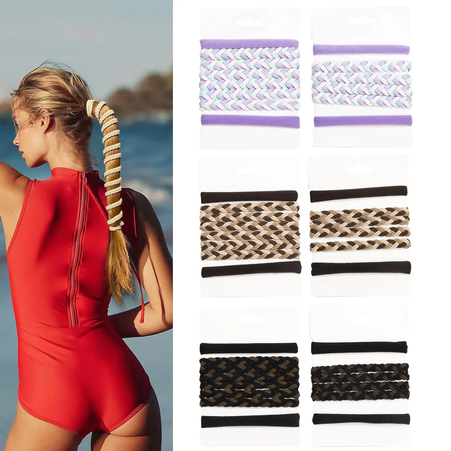 스포츠 포니테일 홀더 헤어 타이, 두껍고 얇은 머리용 탄성 나선형 헤어 타이, 보호 끈, 머리띠 액세서리, 1 개